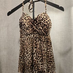 Merona Leopard Print Halter Swim Top in Tan and Black